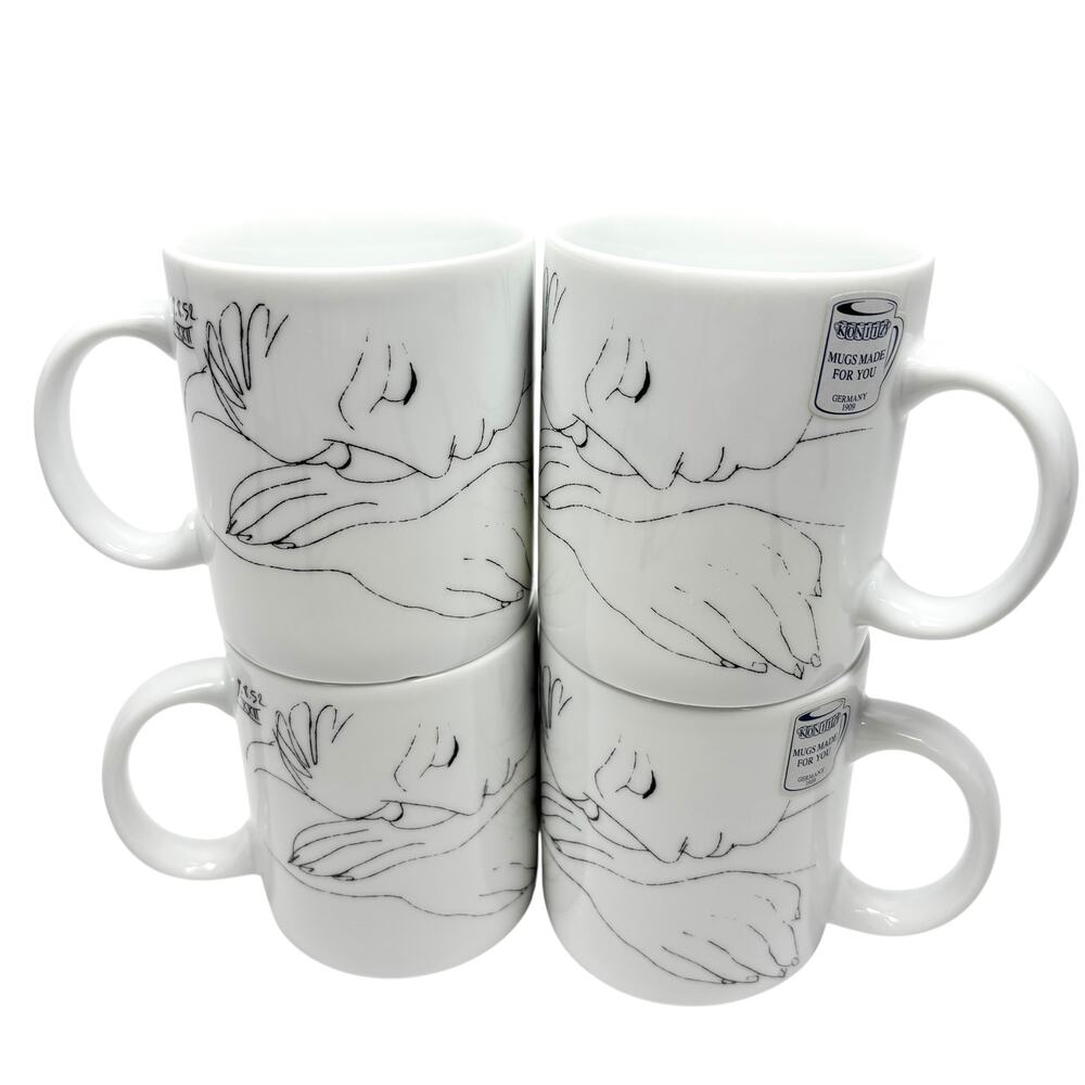 NEW Pablo‎ Picasso Femme Endormie 4 Coffee Mugs Art Tea Cups Konitz Germany Rare